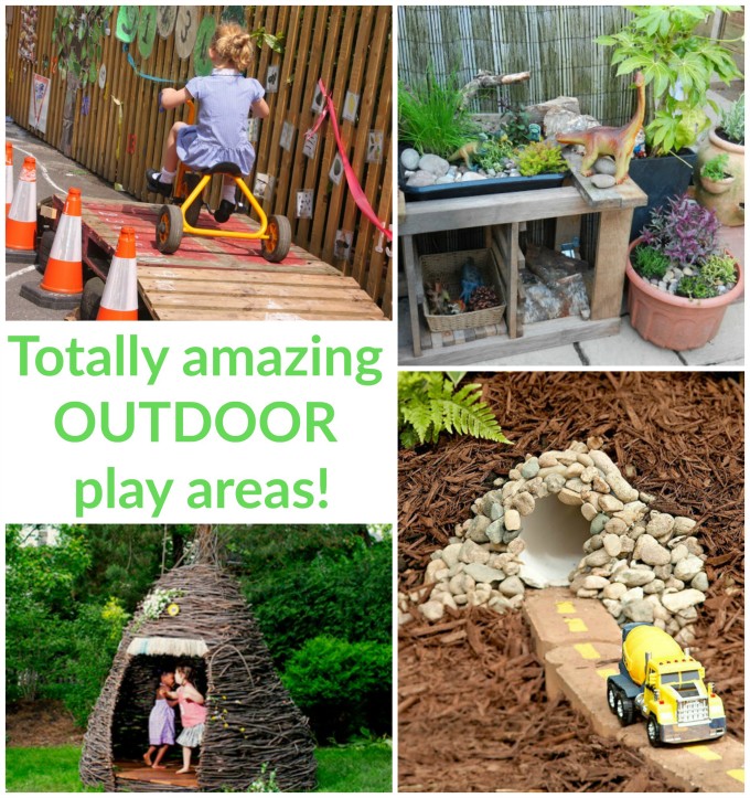 Loads of ideas for inspiring outdoor play areas in this big collection!